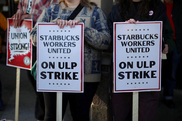 Starbucks store affected by labor strike