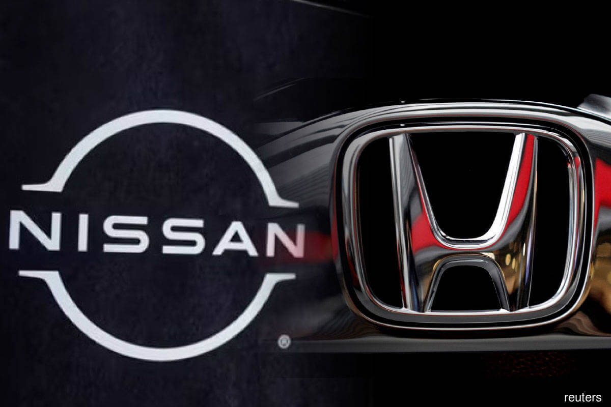 Nissan and Honda logos with a concept car