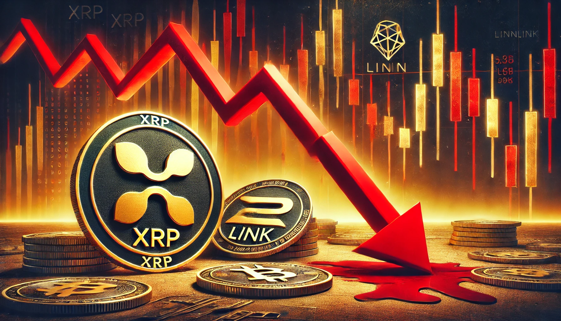Crypto XRP and LINK price volatility in cryptocurrency market