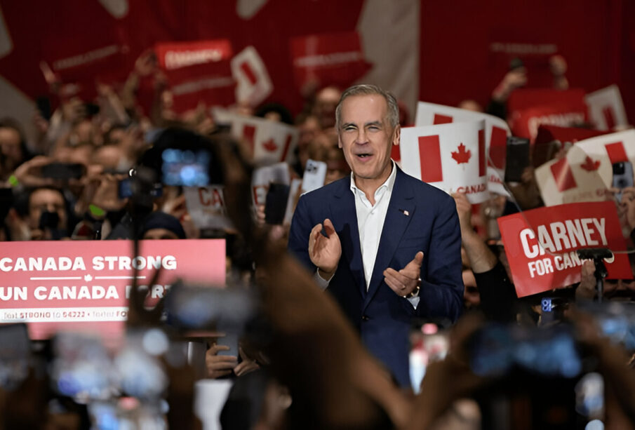 Mark Carney addresses supporters after Canada 2025 election win